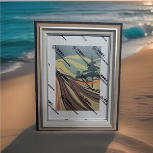 Modern Triple Layer Picture Frame Blue Grey Silver Wood 4x6 Tabletop Wall